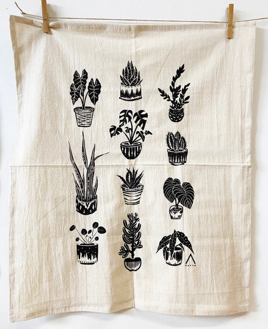 Hand Printed Organic Tea Towel - 20x24