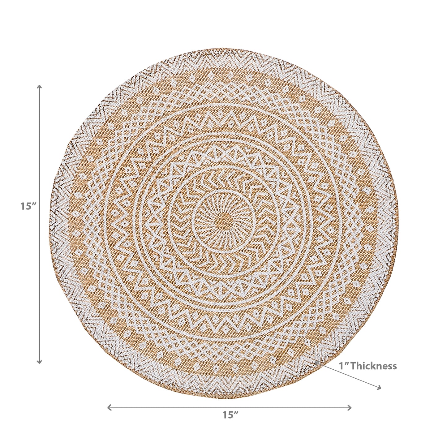 Round Jute Placemat Black Mandala