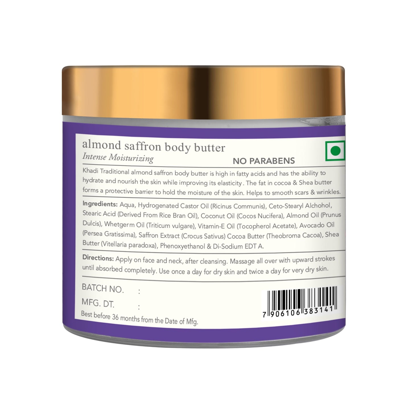 Khadi Traditional Almond Saffron Nourishing Body Butter