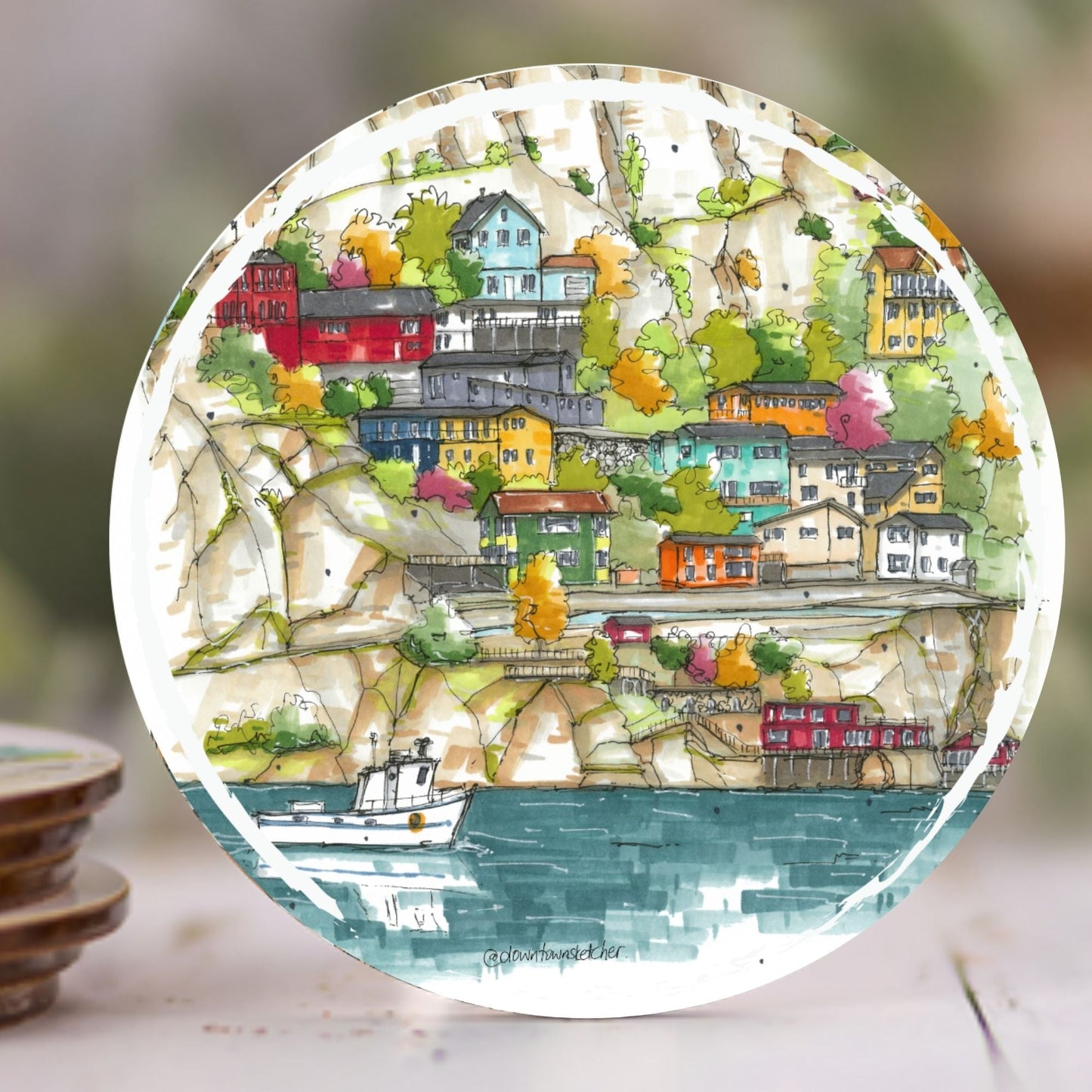 Artisan City Sketch Coasters - Newfoundland
