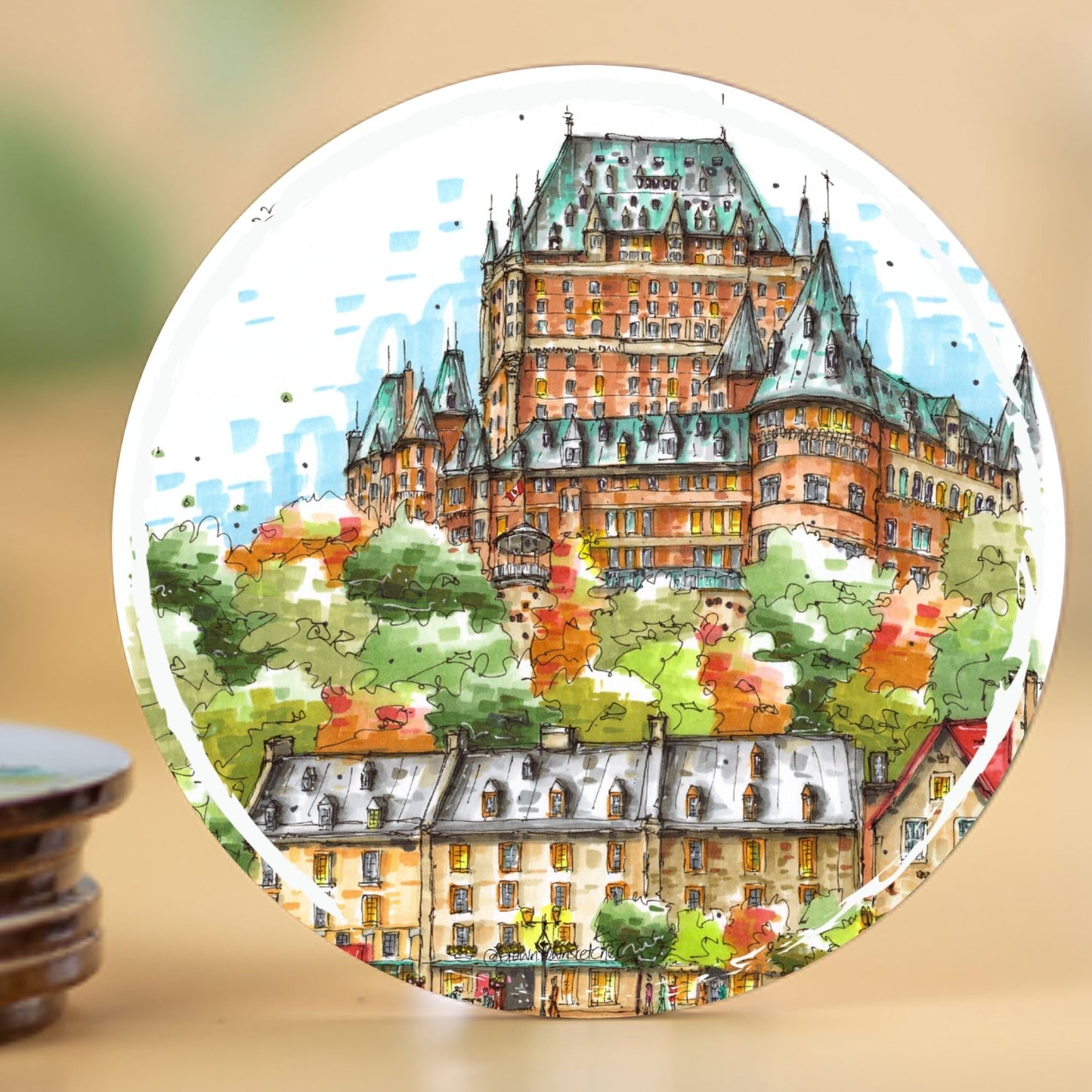 Artisan City Sketch Coasters - Quebec