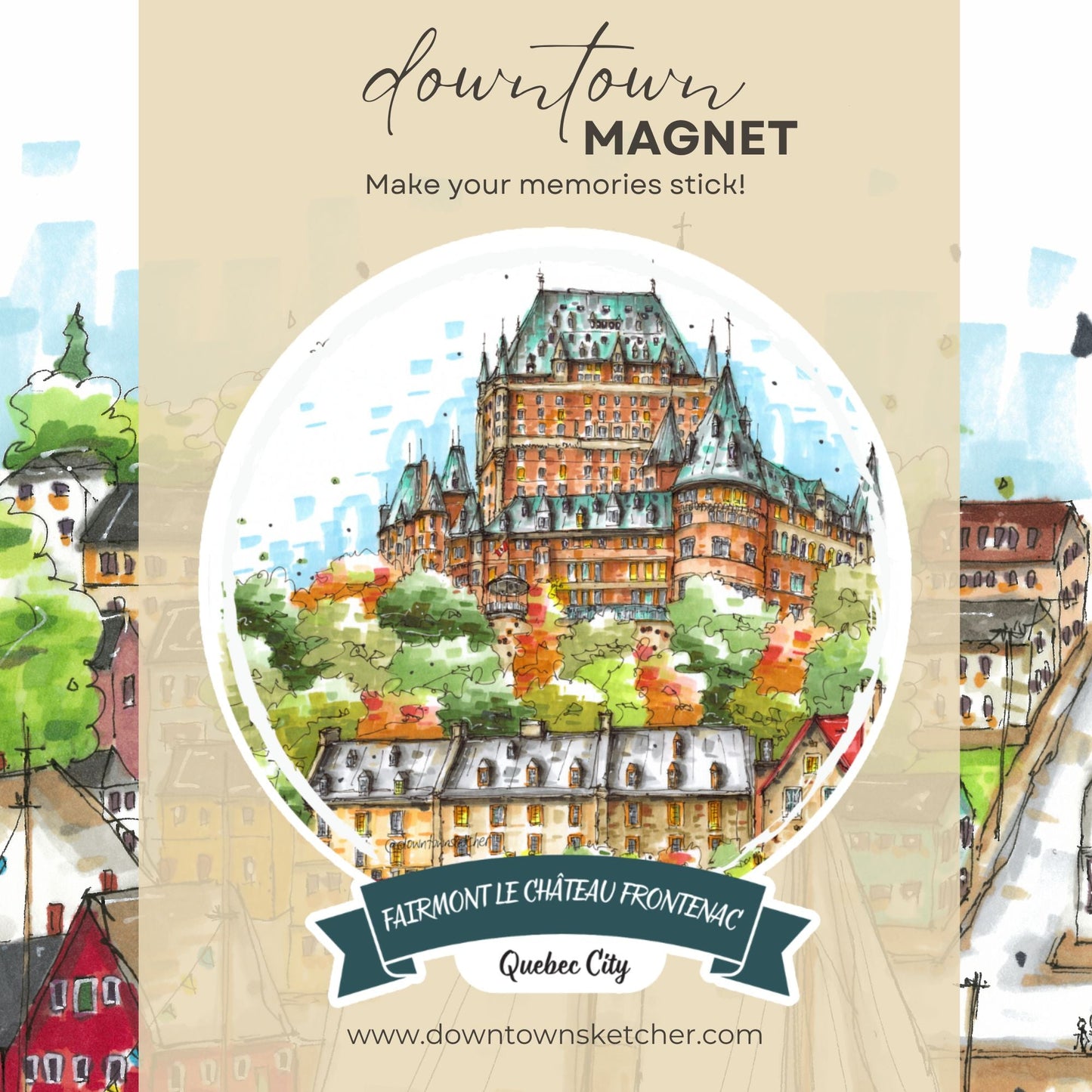 Artisan City Sketch Magnets - Quebec