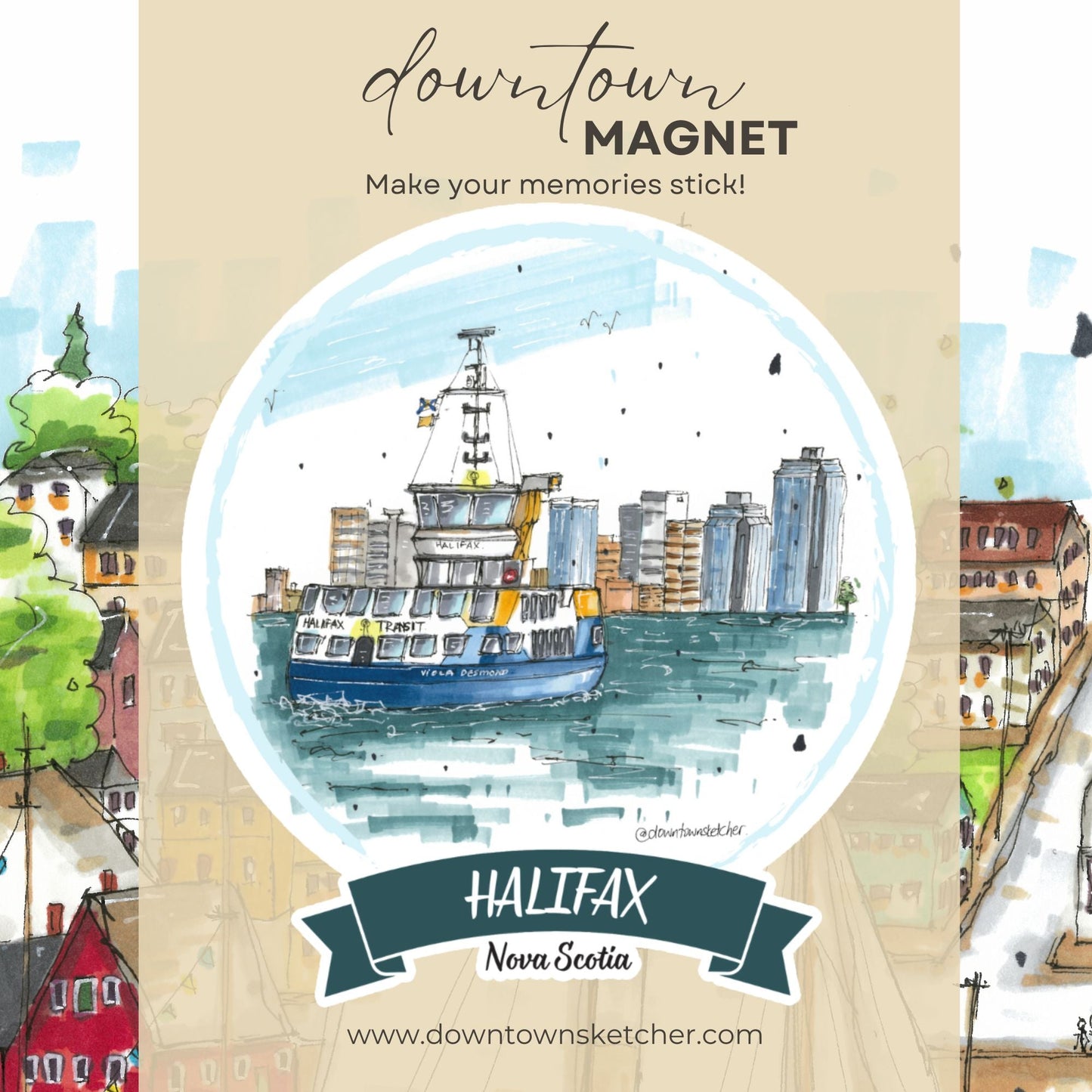 Artisan City Sketch Magnets - Nova Scotia