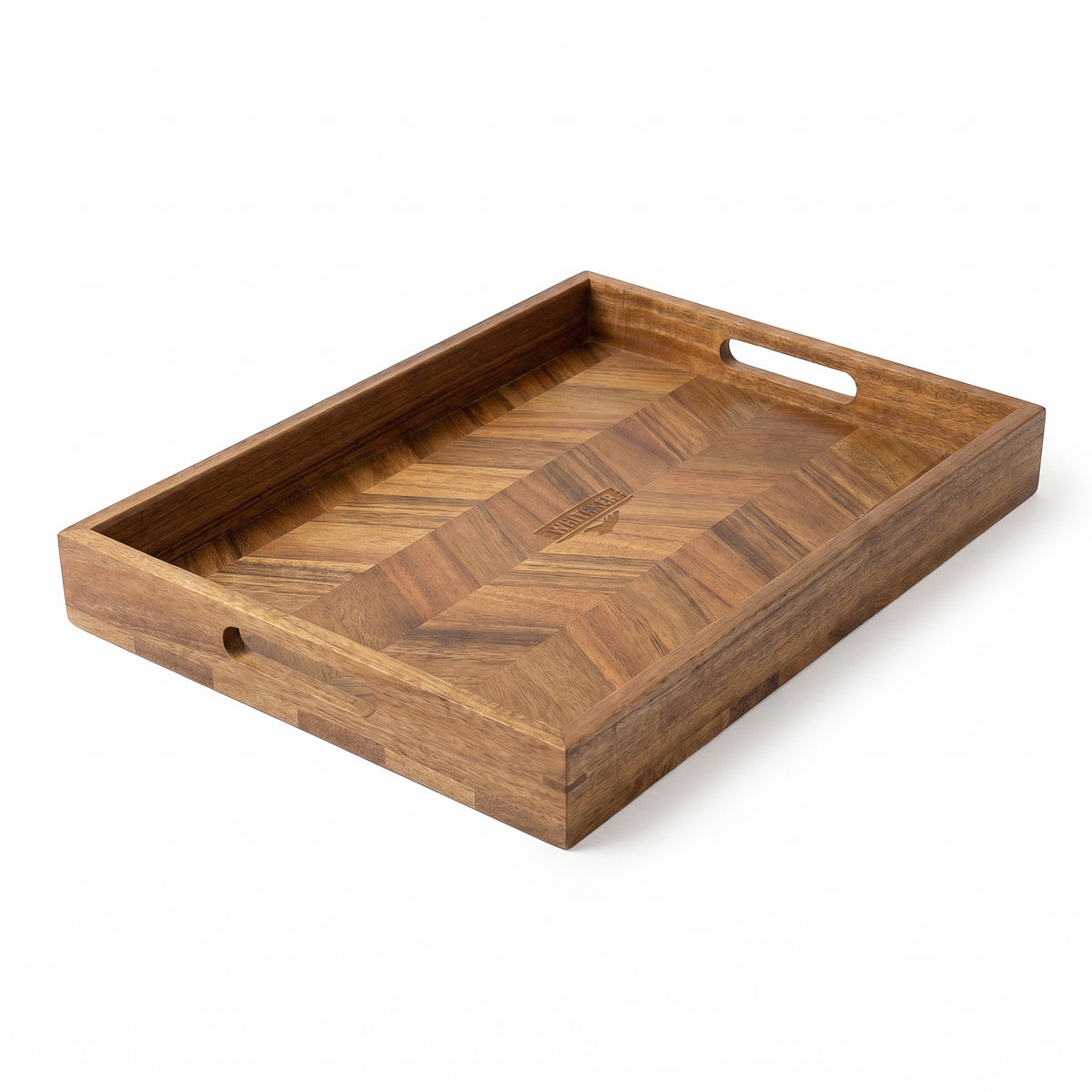 ACACIA WOOD HERRINGBONE SERVING TRAY