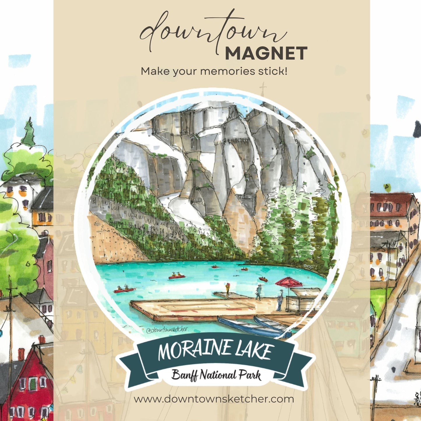Artisan City Sketch Magnets - Alberta