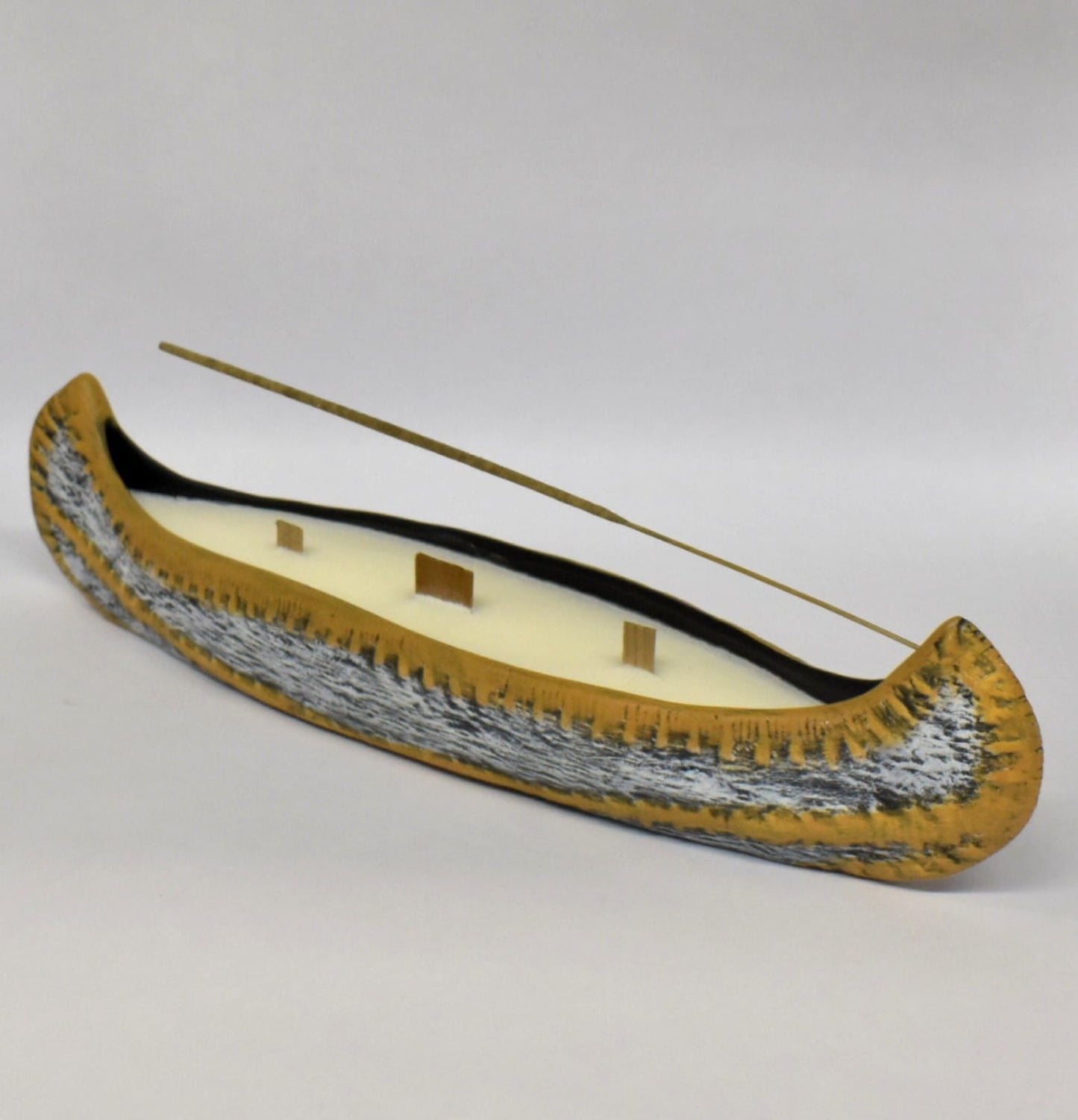 Large Ceramic Wood-Wick Canoe Candle