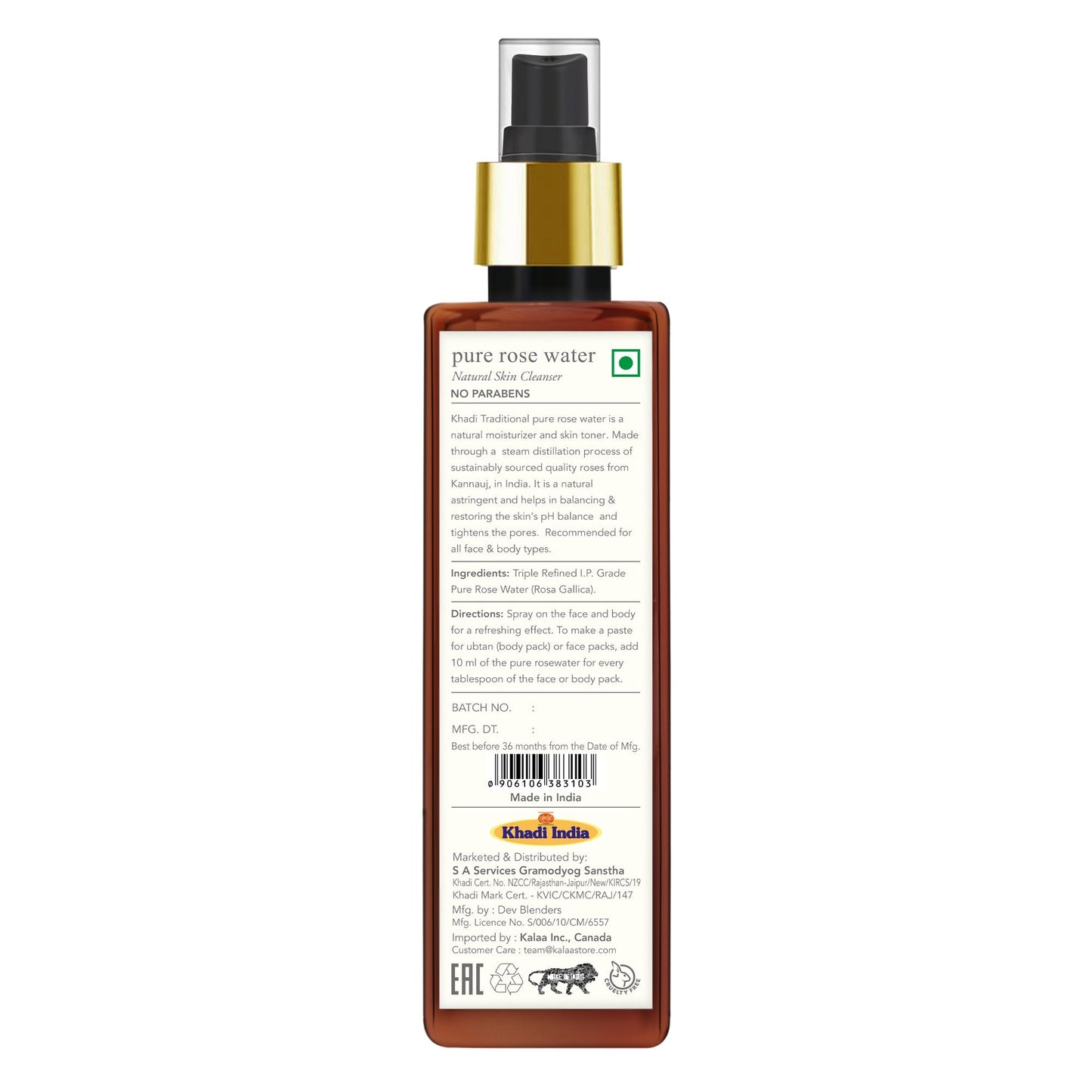 Khadi Traditional Pure Rosewater