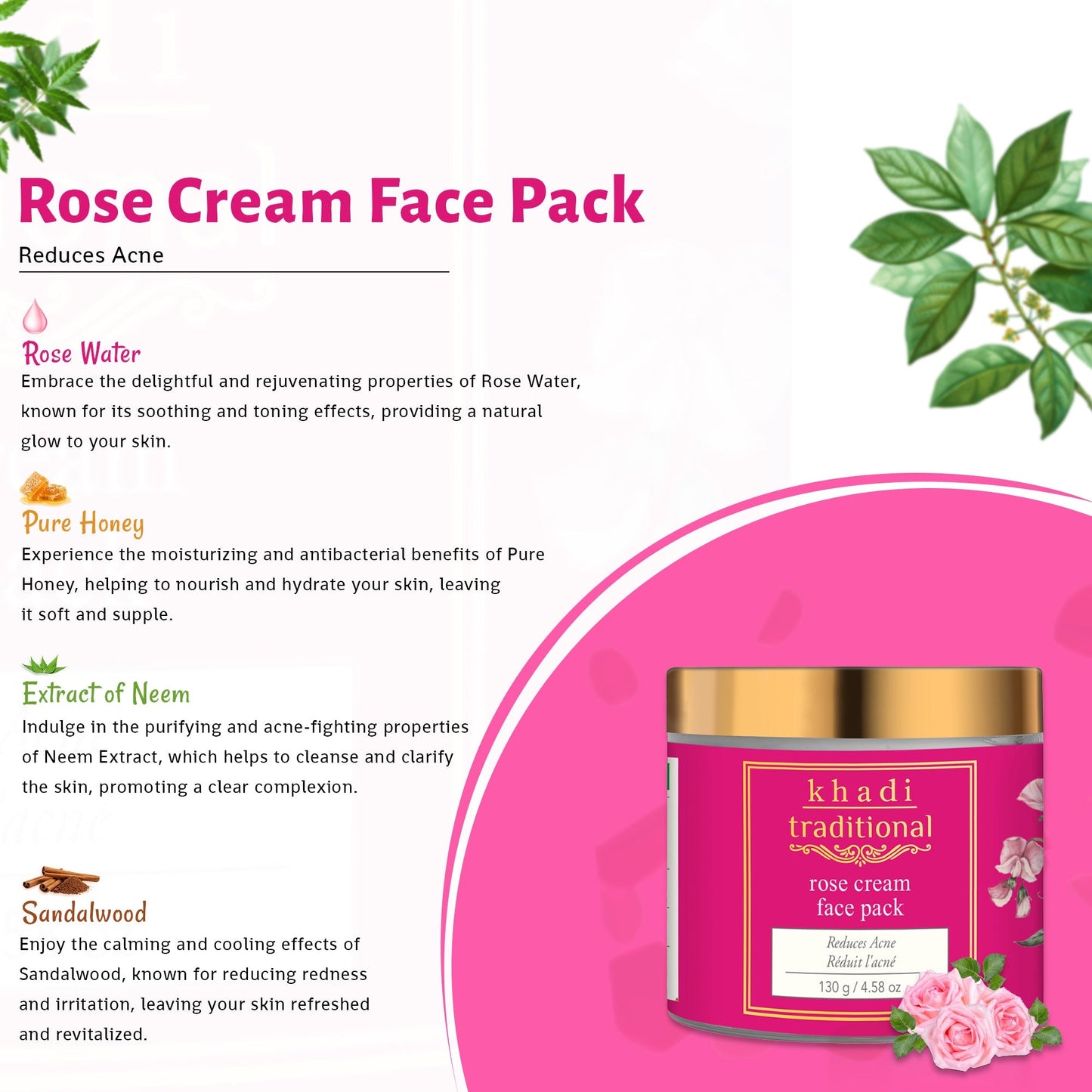 Khadi Traditional Rose Cream Face Pack