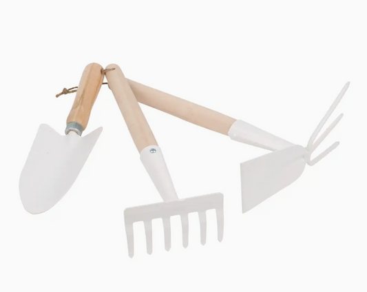 Set of 3 Gardening Tool Set / Beechwood / White