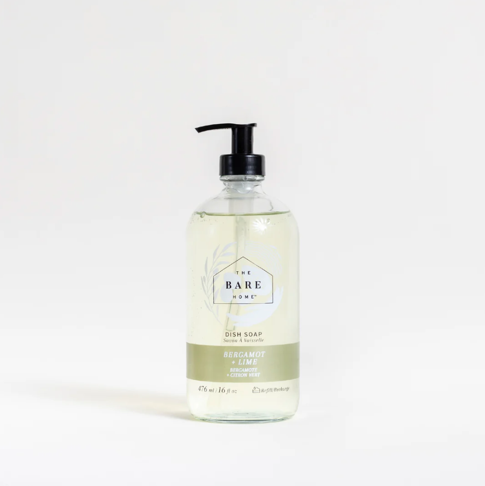 Bergamot + Lime Dish soap in glass bottle (476 ml)
