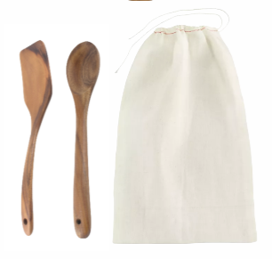 Teak Wood Cooking Utensils in Branded Muslin Sack