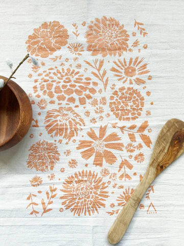 Hand Printed Organic Tea Towel - 20x24