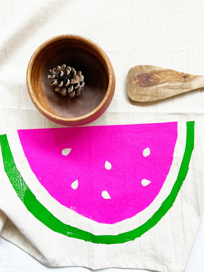 Hand Printed Organic Tea Towel - 20x24