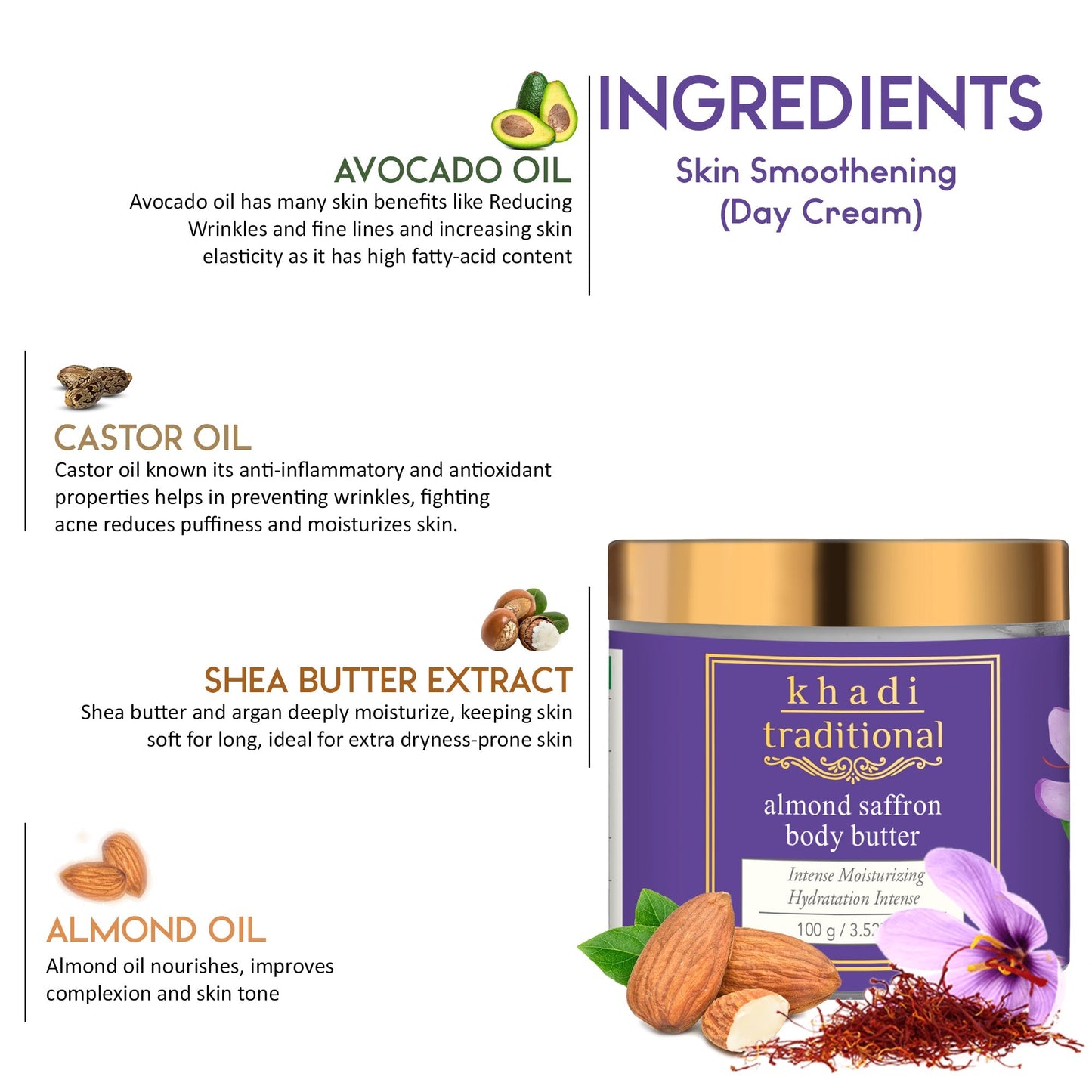 Khadi Traditional Almond Saffron Nourishing Body Butter