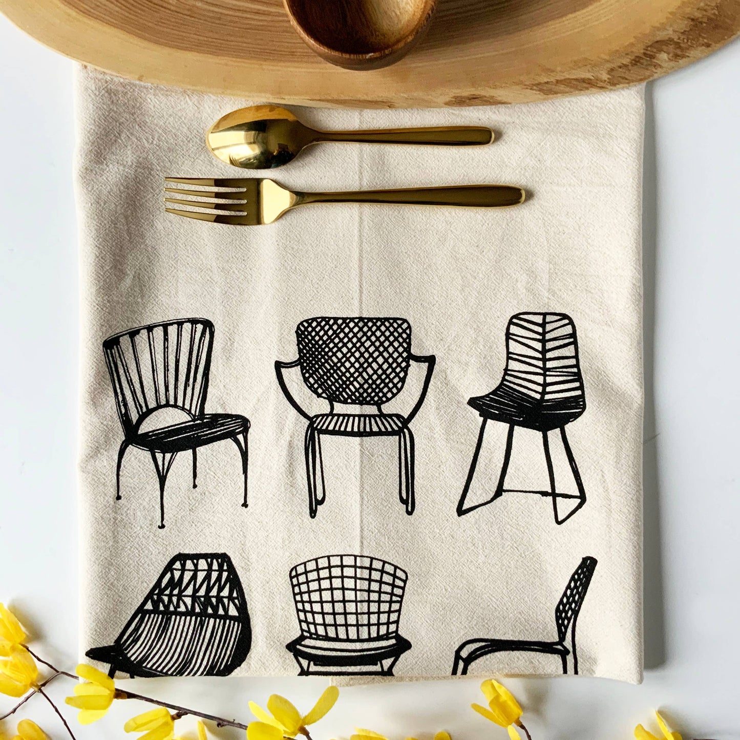Hand Printed Organic Tea Towel - 20x24