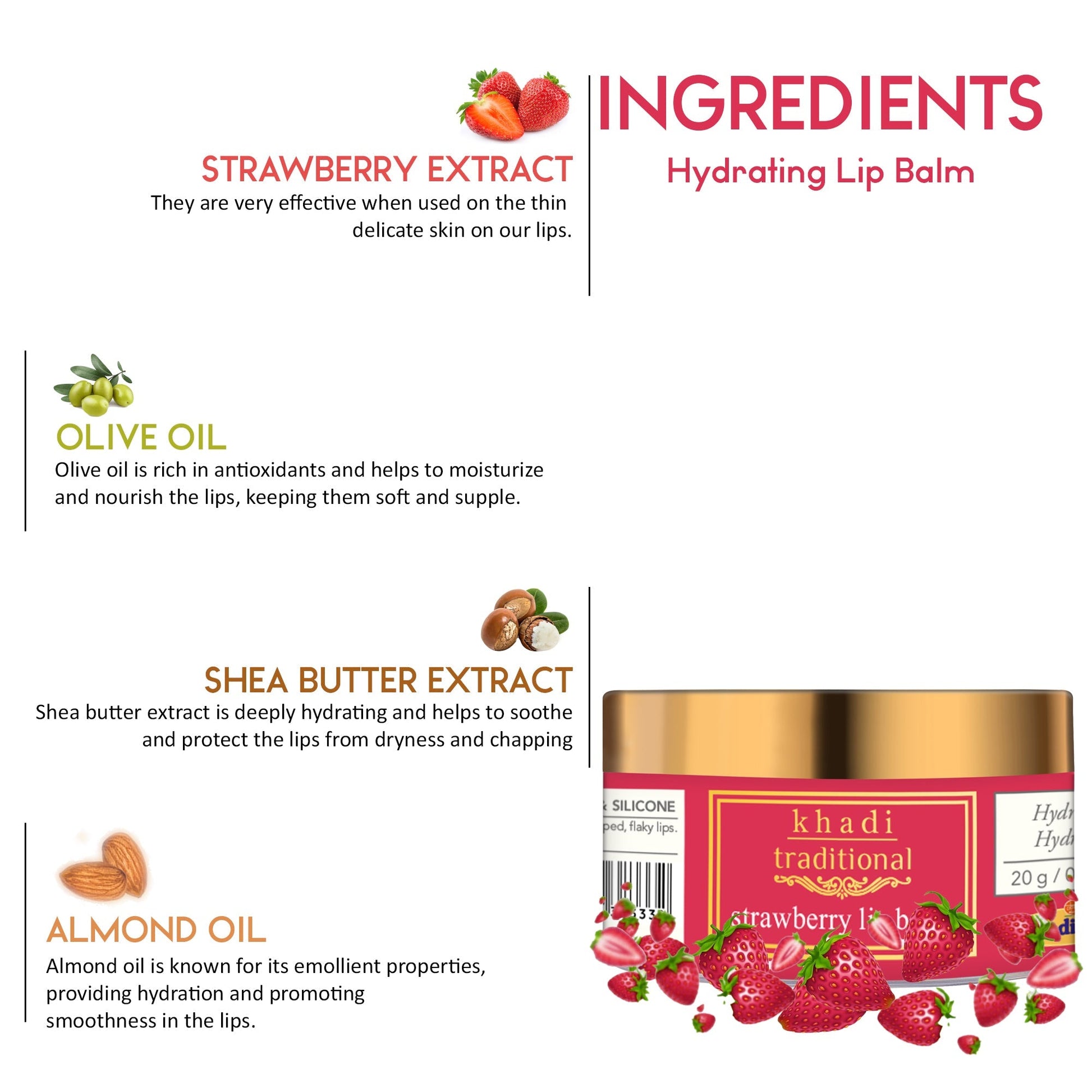 Khadi Traditional Strawberry Lip Balm