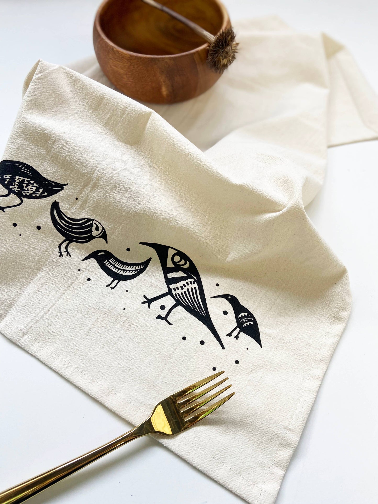 Birdies Organic Tea Towel Black - 20x24