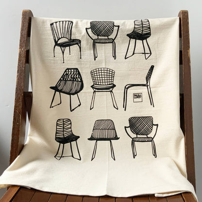 Modern Chairs Organic Tea Towel Black - 20x24