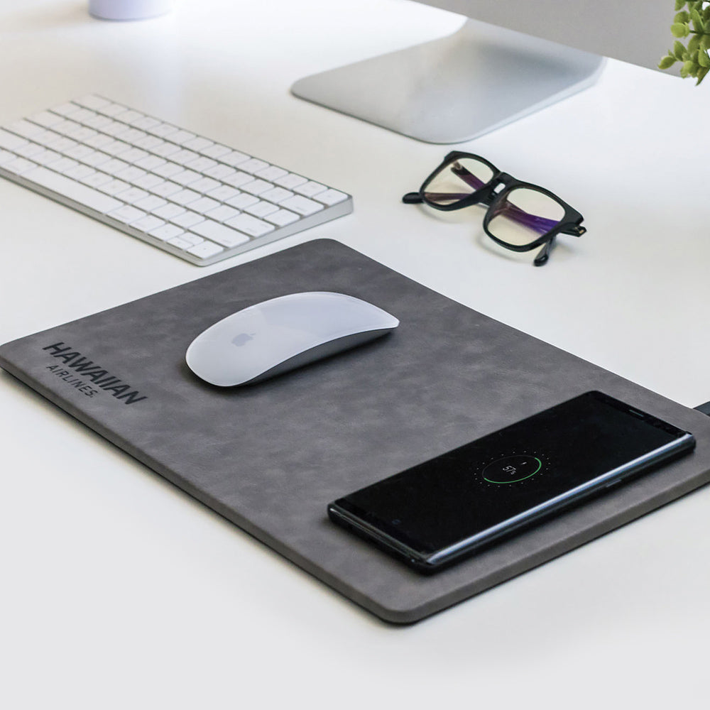 Wireless Charger Vegan Leather Mouse Pad