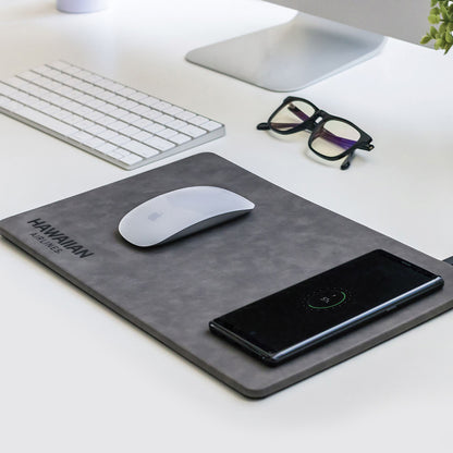 Wireless Charger Vegan Leather Mouse Pad
