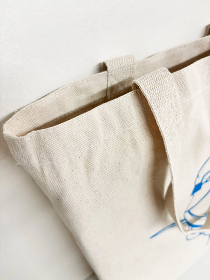 Blue Jay Hand Printed Every Day Canvas Tote Bag