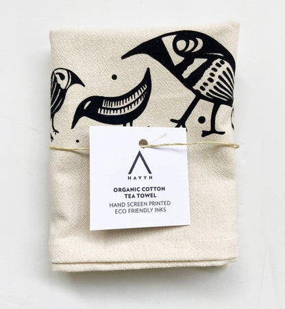 Birdies Organic Tea Towel Black - 20x24