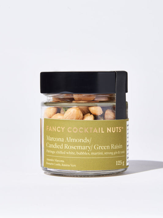 Fancy Cocktail Nuts - Marcona Almonds, Candied Rosemary & Green Raisin