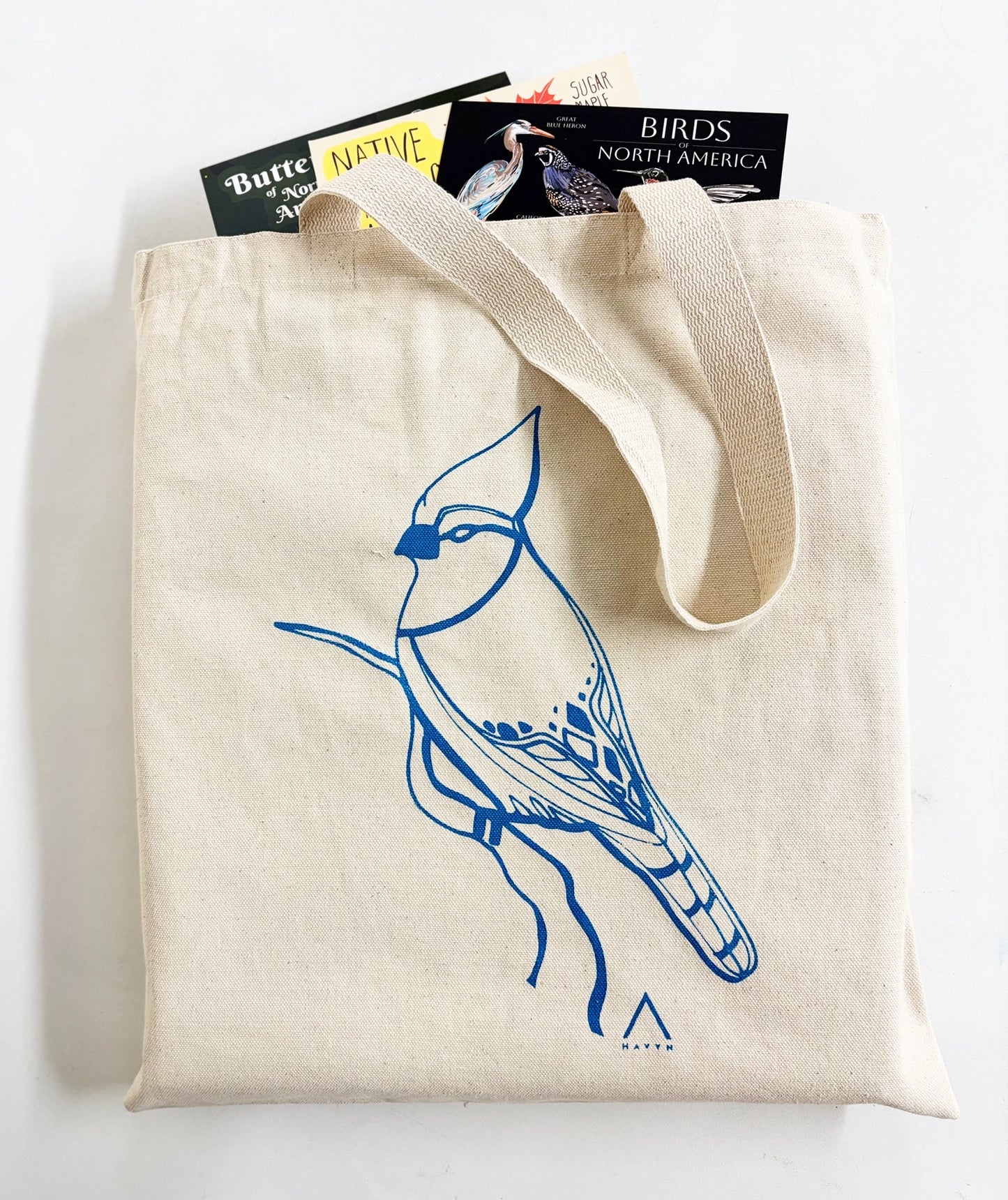 Blue Jay Hand Printed Every Day Canvas Tote Bag