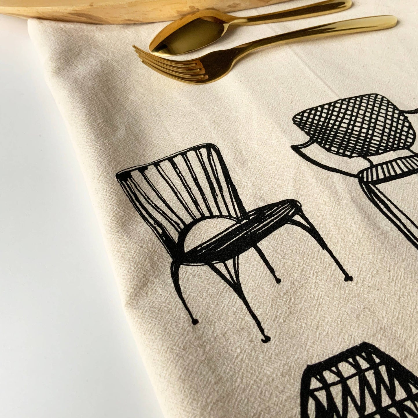 Modern Chairs Organic Tea Towel Black - 20x24