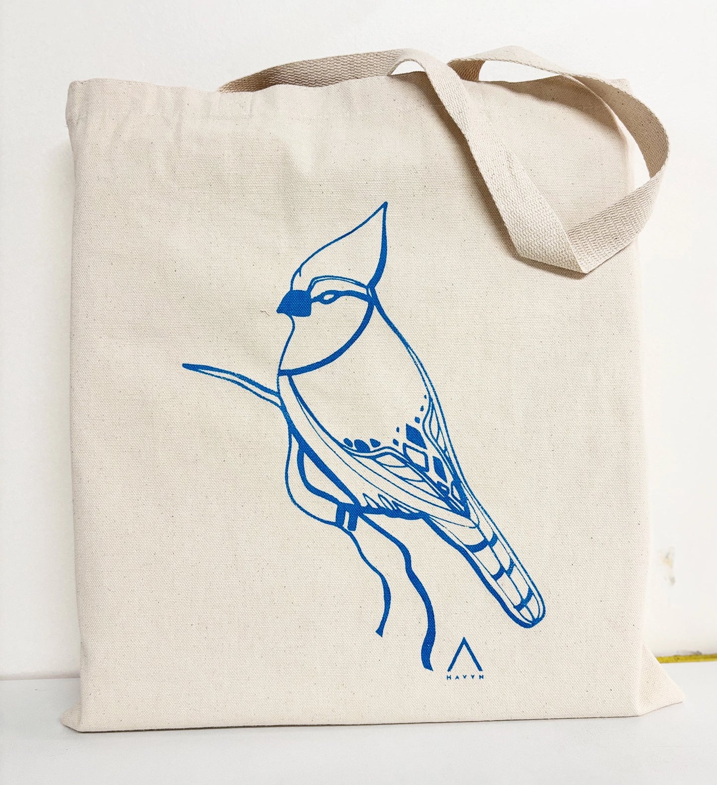 Blue Jay Hand Printed Every Day Canvas Tote Bag