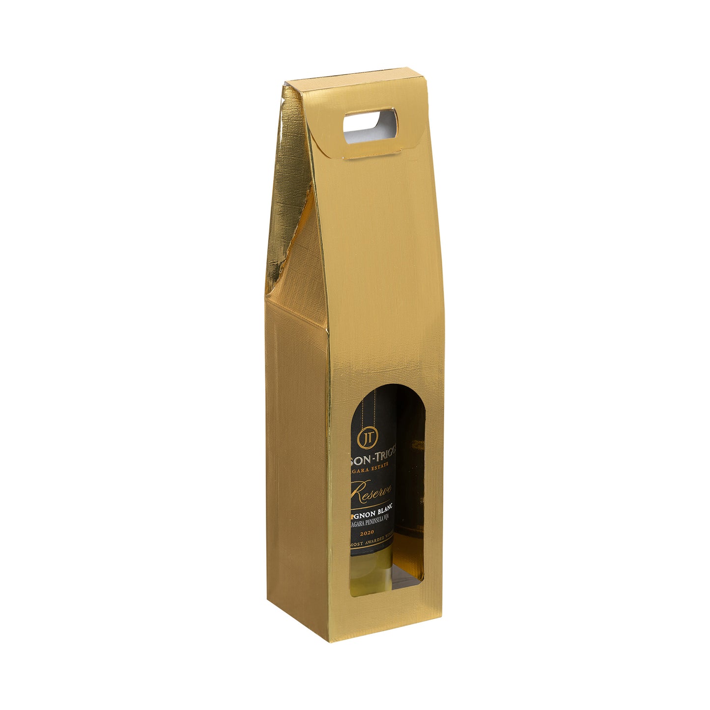 Single Bottle Linen Wine Box with Window
