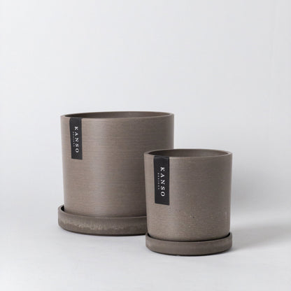 Two Set | 7" & 4" Signature Planters & Saucer | Earth Tones