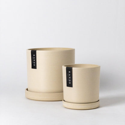 Two Set | 7" & 4" Signature Planters & Saucer | Earth Tones