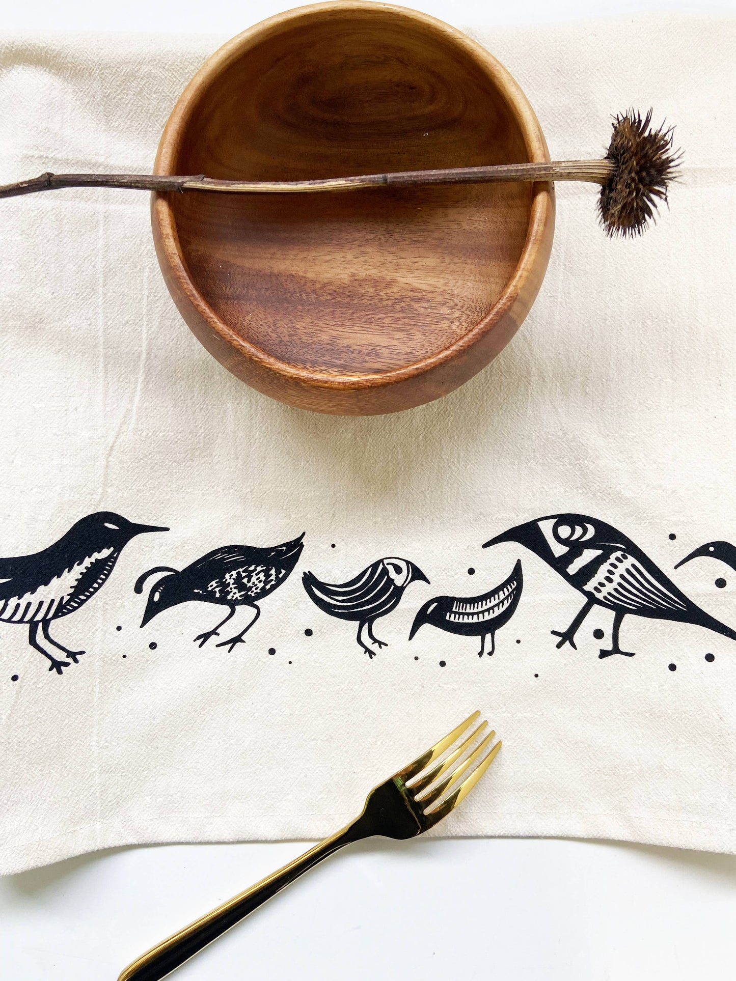 Birdies Organic Tea Towel Black - 20x24