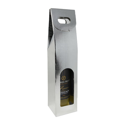 Single Bottle Linen Wine Box with Window