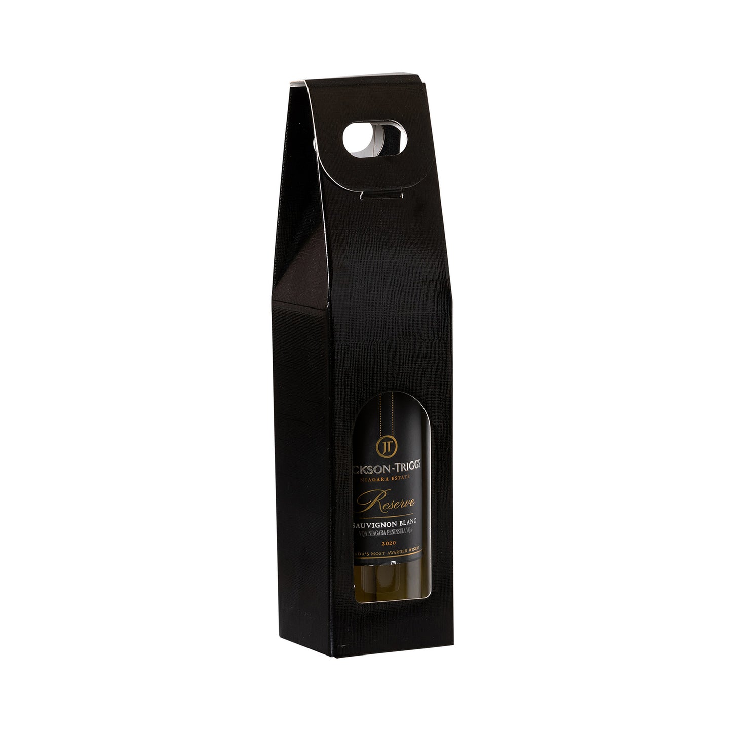 Single Bottle Linen Wine Box with Window