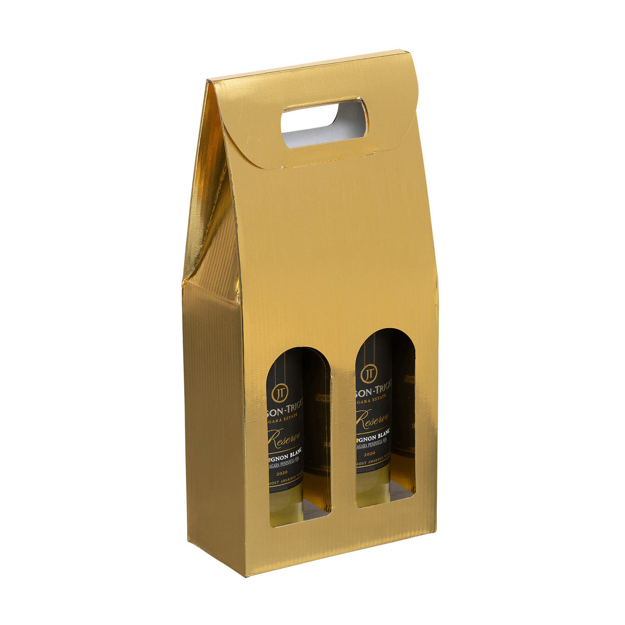 Double Bottle Linen Wine Box with Handle & Window