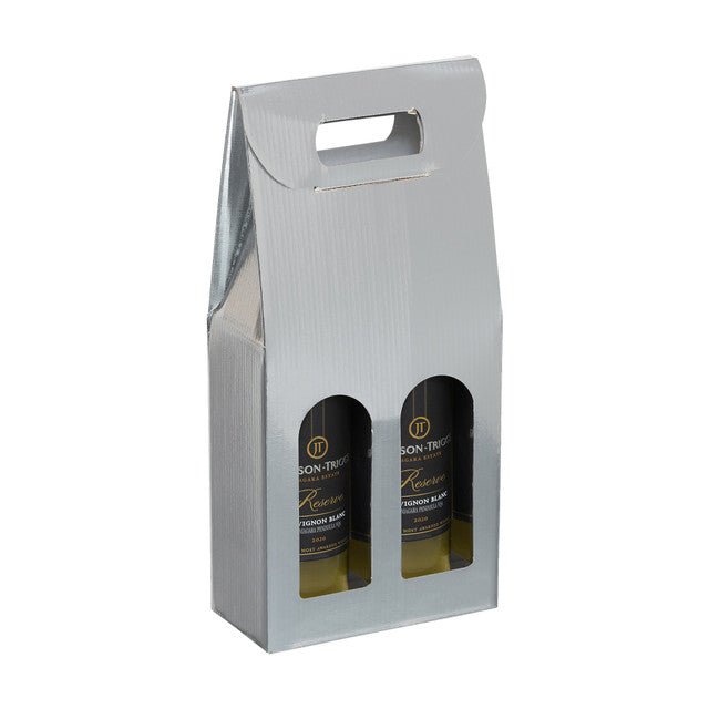 Double Bottle Linen Wine Box with Handle & Window
