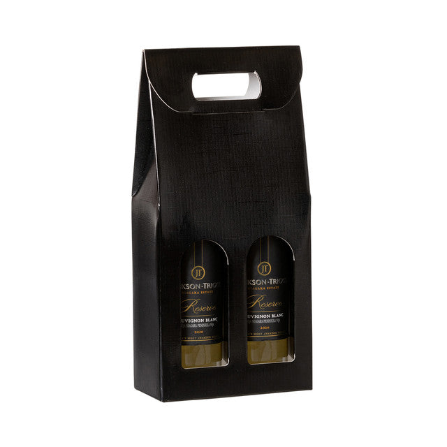 Double Bottle Linen Wine Box with Handle & Window