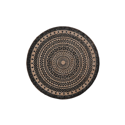 Round Jute Placemat Black Mandala