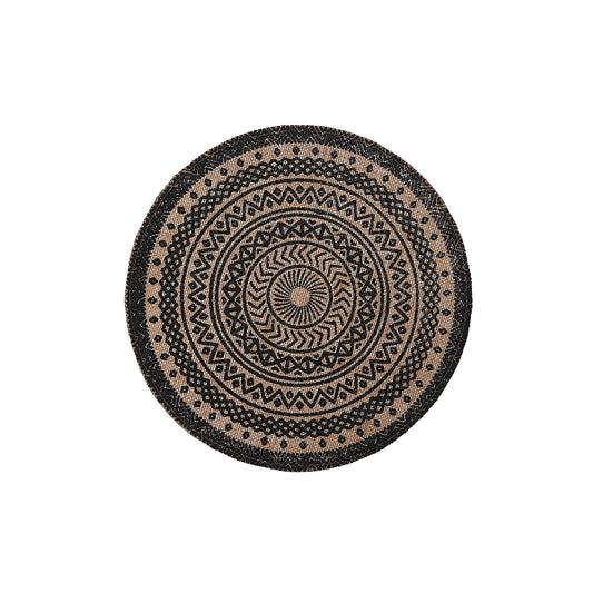 Round Jute Placemat Black Mandala