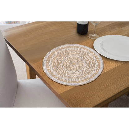 Round Jute Placemat Black Mandala