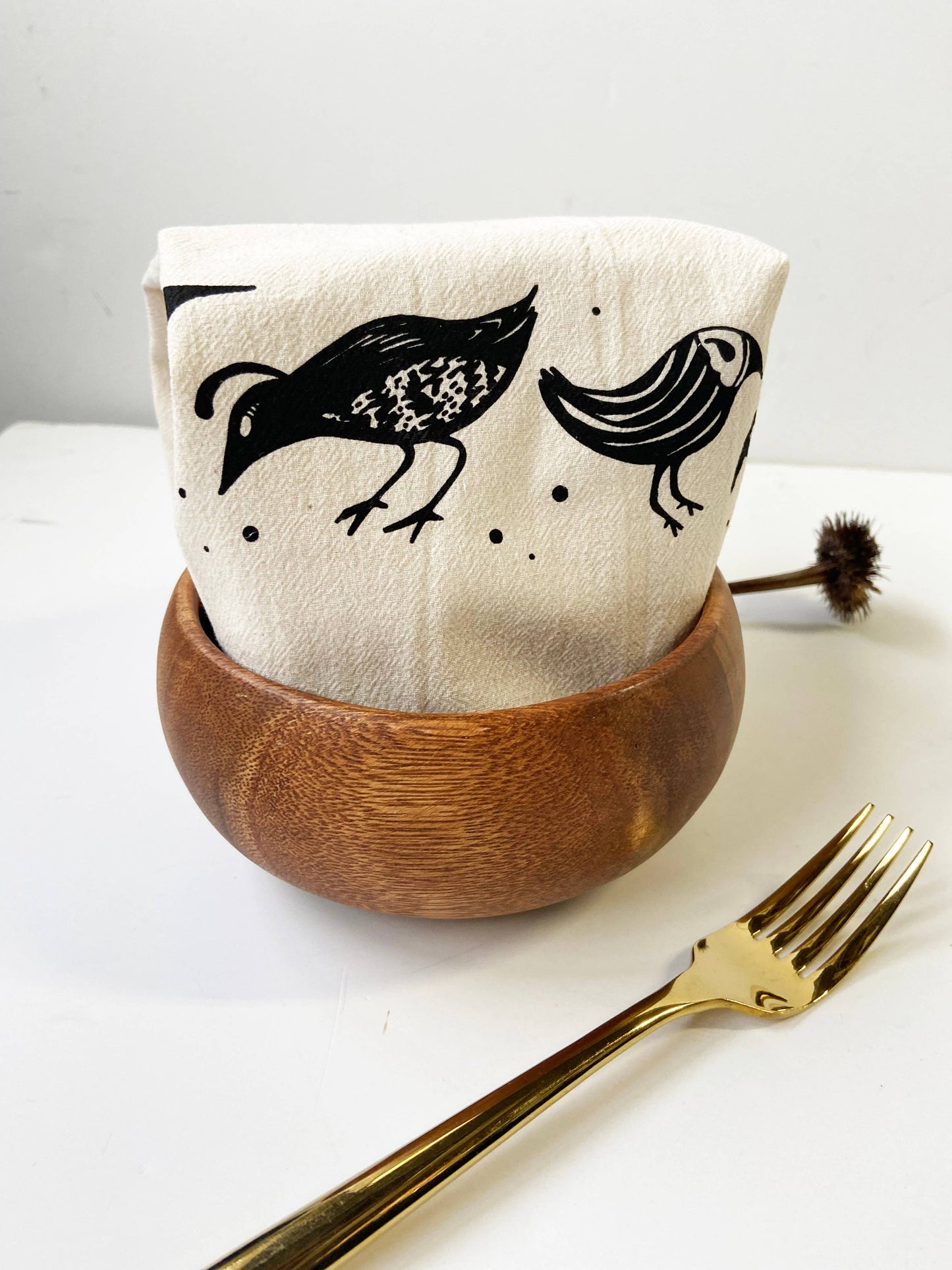 Birdies Organic Tea Towel Black - 20x24