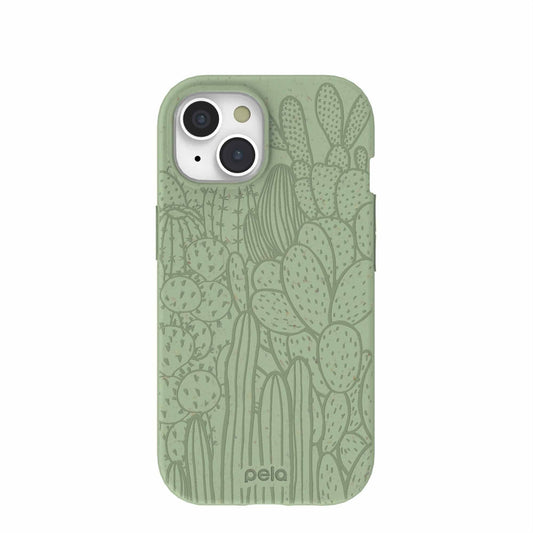 Sage Green Cacti iPhone 15 Case