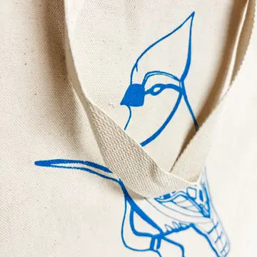 Blue Jay Hand Printed Every Day Canvas Tote Bag