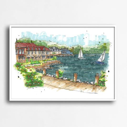 Bedford Basin Halifax, Nova Scotia, Print, Downtownsketcher, Wynand van Niekerk, DTS0087