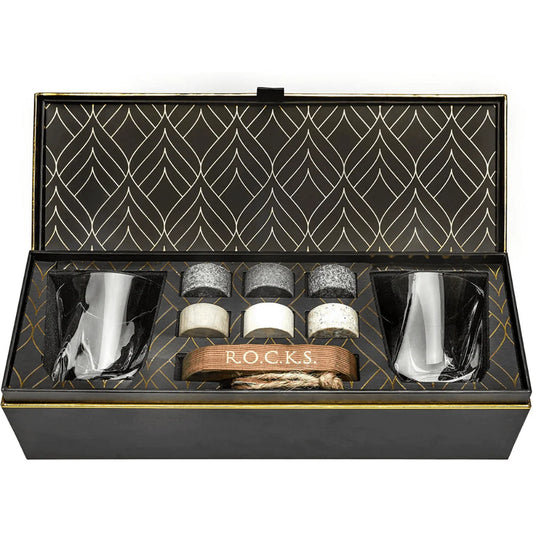 Connoisseur's 2-Glass & Whiskey Chilling Stones Set