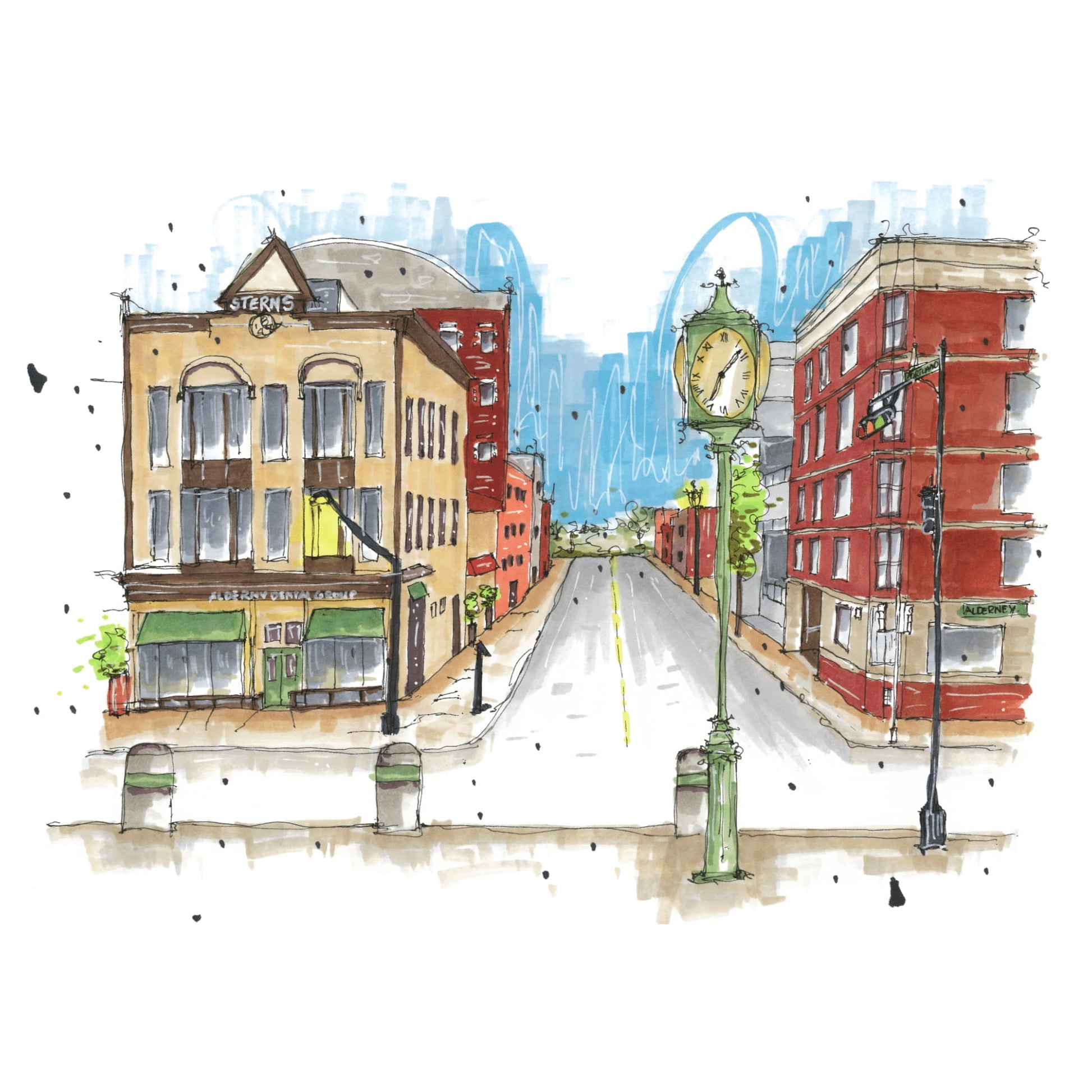 Portland Street, Dartmouth, Nova Scotia, Print, Downtownsketcher, Wynand van Niekerk, DTS0059