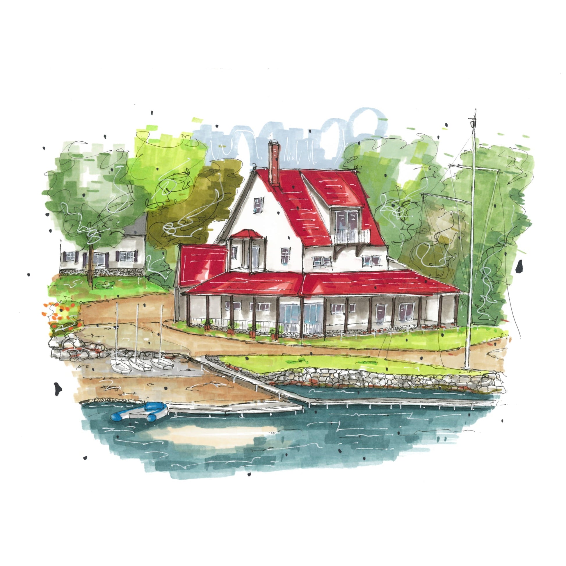 DTS0076 - Chester Yacht Club, Art Print - Artwork Print Sketch 2 - Downtown Sketcher (3)