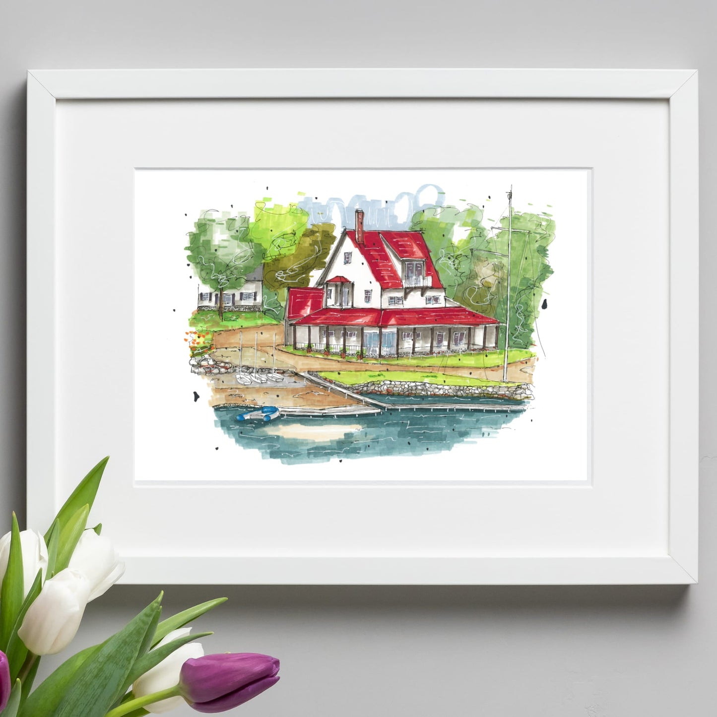 DTS0076 - Chester Yacht Club, Art Print - Artwork Print Sketch 2 - Downtown Sketcher (3)